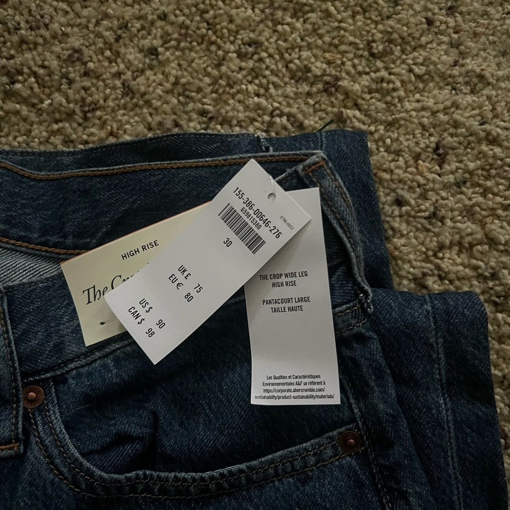 Abercrombie & Fitch Medium Blue Wide-Leg Jeans - Picture 3 of 5